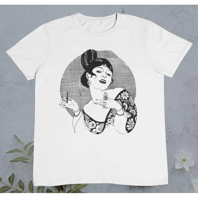 Beauty Makeup Drawing - T-shirt vintage con disegno di una