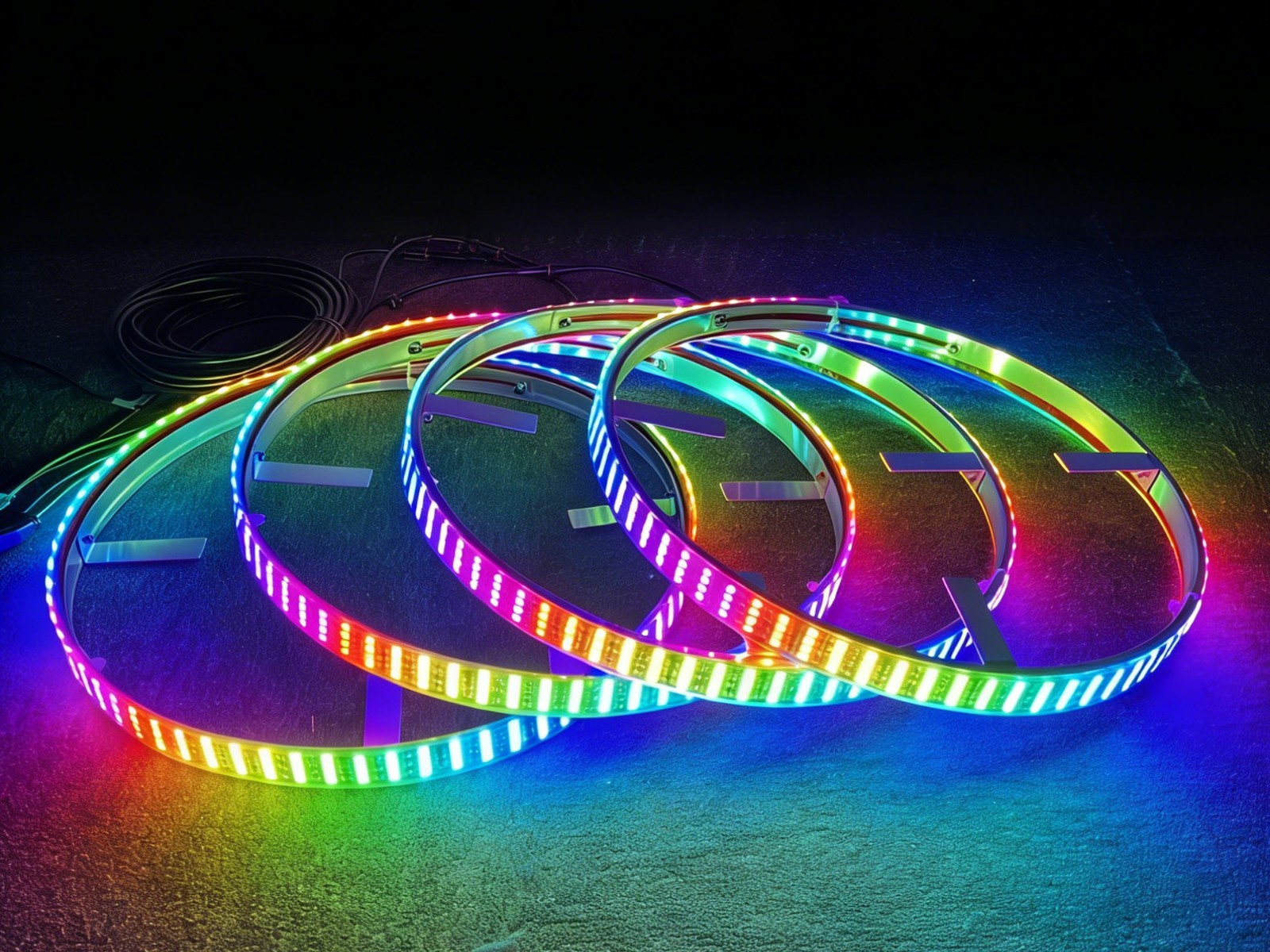 Led Ring Light - 4 Pezzi Luci LED RGB a